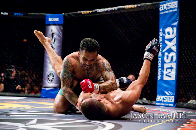 MMA fighter mid-strike at Legacy FC